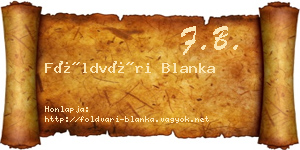 Földvári Blanka névjegykártya